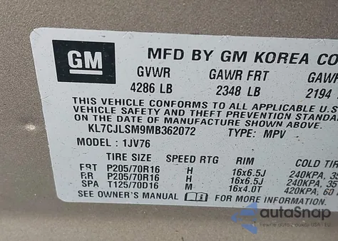 2021 Chevrolet Trax Fwd Lt from USA, damaged, VIN KL7CJLSM9MB362072